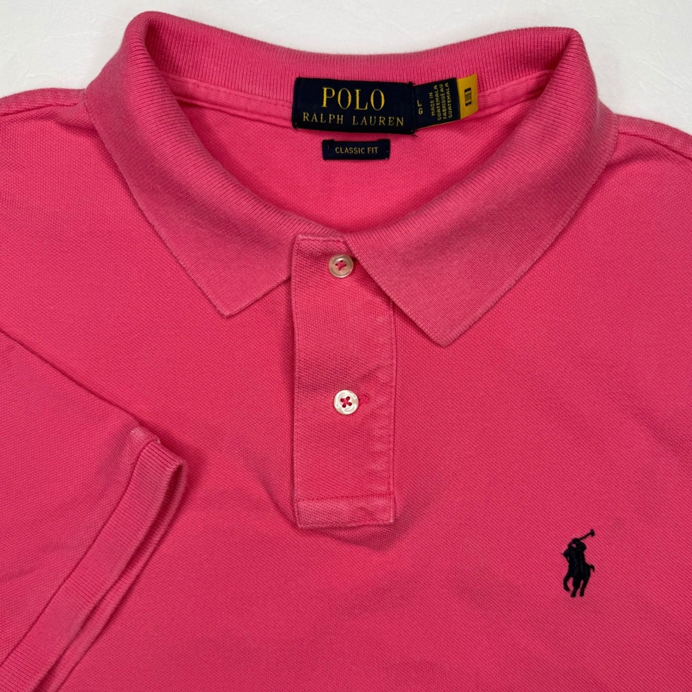 Polo Ralph Lauren Polo Shirt Mens Large Pink Classic Fit Short Sleeve Pique Pony